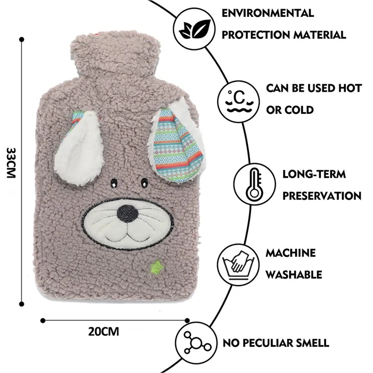 animal hot water bottle plush cover gift