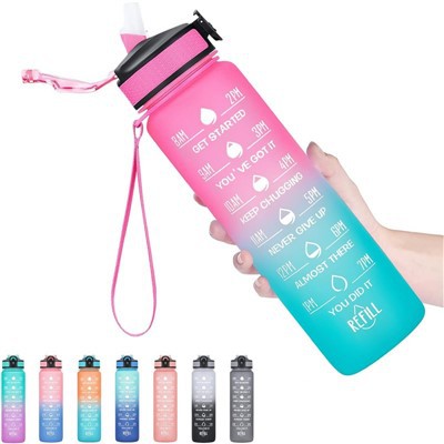 32oz stor motiverende Tritan Mål Time Marker Sports vannflaske